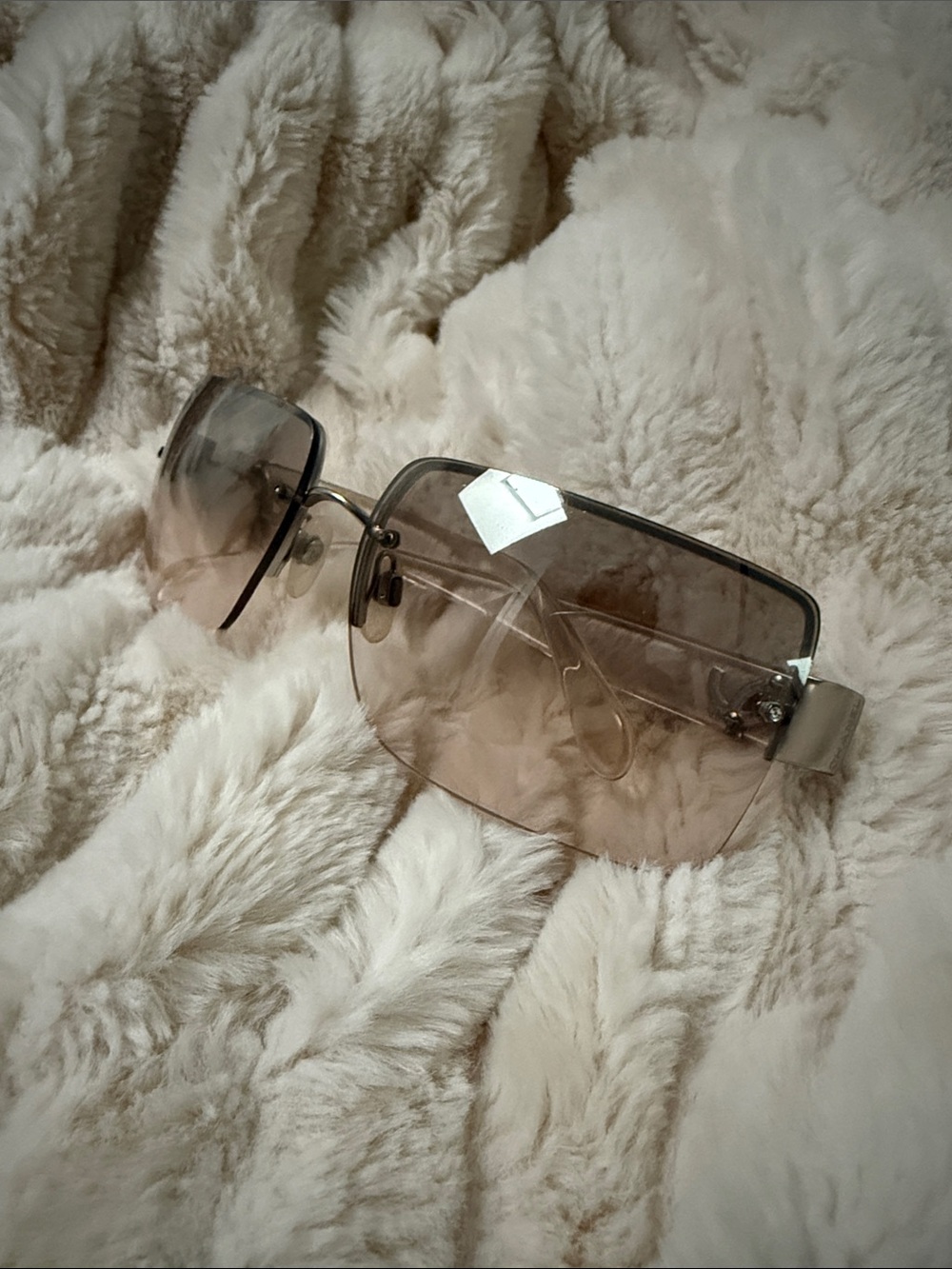CHANEL Rimless Oversized Sunglasses in Light Brown Gradient Lens VINTAGE